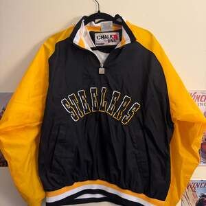 Vintage Pittsburgh Steelers Windbreaker Jacket Football Chalk Line Mens Size M